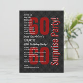 Invitation SURPRISE 60e anniversaire Black White Red W147 (Debout devant)