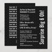 Invitation SURPRISE 60e anniversaire Black White Stars (Devant / Derrière)