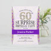 Invitation Surprise 60e anniversaire - Blanc Gold violet (Debout devant)