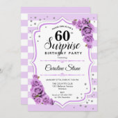 Invitation Surprise 60e anniversaire - Blanc pourpre (Devant / Derrière)