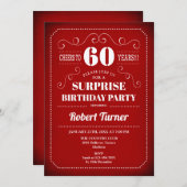 Invitation surprise 60e anniversaire - Blanc rouge (Devant / Derrière)