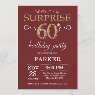 Invitation Surprise 60e anniversaire Bourgogne et Parties sci