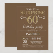 Invitation Surprise 60e anniversaire Brown et Parties scintil (Devant / Derrière)