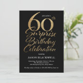 Invitation Surprise 60e anniversaire Célébration Black & Gold (Debout devant)