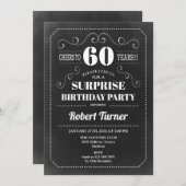 Invitation Surprise 60e anniversaire - Chalkboard (Devant / Derrière)