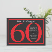 Invitation Surprise 60e anniversaire Chalkboard rouge et noir (Debout devant)
