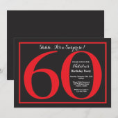 Invitation Surprise 60e anniversaire Chalkboard rouge et noir (Devant / Derrière)