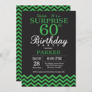 Invitation Surprise 60e anniversaire Chevron noir et vert