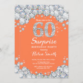 Invitation Surprise 60e anniversaire Coral Silver Diamond (Devant / Derrière)