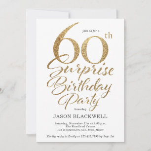 Invitation Surprise 60e anniversaire de fête Gold