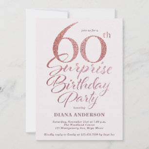 Invitation Surprise 60e anniversaire de fête Rose Gold