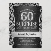 Invitation Surprise 60e anniversaire de la fête - Argent (Devant / Derrière)