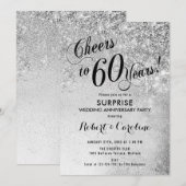 Invitation Surprise 60e anniversaire de mariage - Argent (Devant / Derrière)