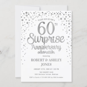 Invitation Surprise 60e anniversaire de mariage - Argent & Bl