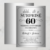 Invitation Surprise 60e anniversaire de mariage - Noir Argent (Devant / Derrière)