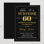 Invitation Surprise 60e anniversaire de mariage - Noir Or (Devant / Derrière)