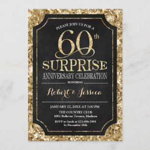 Invitation Surprise 60e anniversaire de mariage - Noir Or