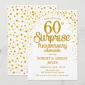 Invitation Surprise 60e anniversaire de mariage - Or et Blanc (Devant / Derrière)