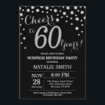 Invitation Surprise 60e anniversaire Diamant noir et argent<br><div class="desc">Invitation surprise 60e anniversaire avec Arrière - plan Diamant de Parties scintillant noir et argent. Confetti d'argent. Anniversaire adulte. Hommes ou femmes,  anniversaire.
Pour plus de personnalisation,  cliquez sur le bouton "Customiser" et utilisez notre outil de conception pour modifier ce modèle.</div>