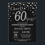 Invitation Surprise 60e anniversaire Diamant noir et argent<br><div class="desc">Invitation surprise 60e anniversaire avec Arrière - plan Diamant de Parties scintillant noir et argent. Confetti d'argent. Anniversaire adulte. Hommes ou femmes,  anniversaire.
Pour plus de personnalisation,  cliquez sur le bouton "Customiser" et utilisez notre outil de conception pour modifier ce modèle.</div>