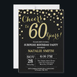Invitation Surprise 60e anniversaire Diamant noir et or<br><div class="desc">Invitation surprise 60e anniversaire avec Arrière - plan Diamant de Parties scintillant noir et or. Gold Confetti. Anniversaire adulte. Hommes ou femmes,  anniversaire.
Pour plus de personnalisation,  cliquez sur le bouton "Customiser" et utilisez notre outil de conception pour modifier ce modèle.</div>