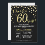 Invitation Surprise 60e anniversaire Diamant noir et or<br><div class="desc">Invitation surprise 60e anniversaire avec Arrière - plan Diamant de Parties scintillant noir et or. Gold Confetti. Anniversaire adulte. Hommes ou femmes,  anniversaire.
Pour plus de personnalisation,  cliquez sur le bouton "Customiser" et utilisez notre outil de conception pour modifier ce modèle.</div>