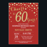Invitation Surprise 60e anniversaire Diamant rouge et or<br><div class="desc">Surprise 60e anniversaire Invitation avec Parties scintillant rouge et or Arrière - plan diamant. Confetti d'or. Anniversaire adulte. Hommes ou Femmes Anniversaire. Pour plus de personnalisation,  cliquez sur le bouton "Customiser" et utilisez notre outil de conception pour modifier ce modèle.</div>