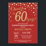 Invitation Surprise 60e anniversaire Diamant rouge et or<br><div class="desc">Surprise 60e anniversaire Invitation avec Parties scintillant rouge et or Arrière - plan diamant. Confetti d'or. Anniversaire adulte. Hommes ou Femmes Anniversaire. Pour plus de personnalisation,  cliquez sur le bouton "Customiser" et utilisez notre outil de conception pour modifier ce modèle.</div>