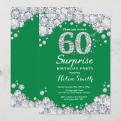 Invitation Surprise 60e anniversaire Diamant vert et argent (Devant / Derrière)