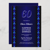 Invitation Surprise 60e anniversaire Dîner Black and Blue Par (Devant / Derrière)