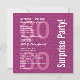 Invitation SURPRISE 60e anniversaire Etoiles roses foncées mo