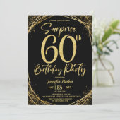 Invitation Surprise 60e anniversaire fête Chic Black & Gold (Debout devant)