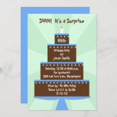 Invitation Surprise 60e anniversaire fêté gâteau d'invitation (Devant / Derrière)