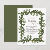 Invitation Surprise 60e Anniversaire Feuilles Vertes (Devant / Derrière)