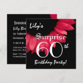 Invitation SURPRISE 60e anniversaire Fleur rouge W063A (Devant / Derrière)