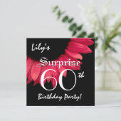 Invitation SURPRISE 60e anniversaire Fleur rouge W063A (Debout devant)