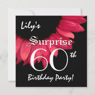Invitation SURPRISE 60e anniversaire Fleur rouge W063A