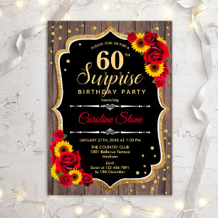 Invitation Surprise 60e anniversaire - Fleurs de soleil en bo