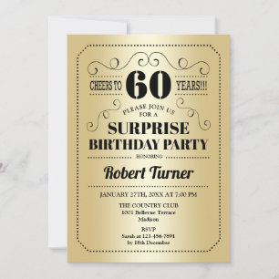 Invitation Surprise 60e anniversaire - Gold Black
