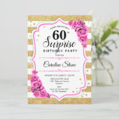 Invitation Surprise 60e anniversaire - Gold White Rose (Debout devant)