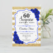 Invitation Surprise 60e anniversaire - Gold White Royal Blue (Debout devant)