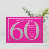 Invitation Surprise 60e anniversaire Hot rose et Parties scin (Debout devant)