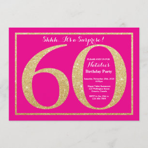 Invitation Surprise 60e anniversaire Hot rose et Parties scin