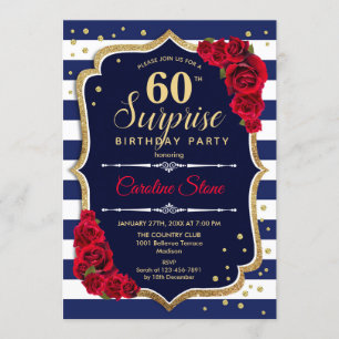 Invitation Surprise 60e anniversaire - Marine Blanc Rouge