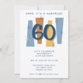 Invitation Surprise 60e anniversaire Mi-siècle Retro Blue (Devant)