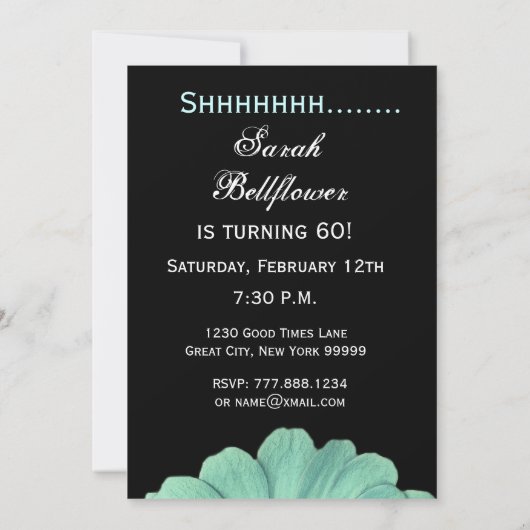 Invitation SURPRISE 60e anniversaire Modèle Green Purple Dais (Dos)