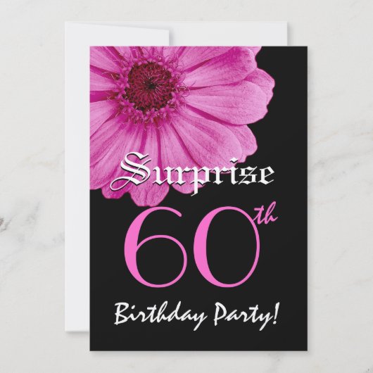 Invitation SURPRISE 60e anniversaire Modèle Rose Daisy (Devant)