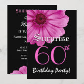 Invitation SURPRISE 60e anniversaire Modèle Rose Daisy (Devant / Derrière)