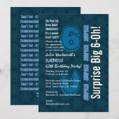 Invitation SURPRISE 60e anniversaire moderne Blue Stars and W (Devant / Derrière)