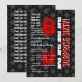 Invitation SURPRISE 60e anniversaire moderne Cercles rouges n (Devant / Derrière)